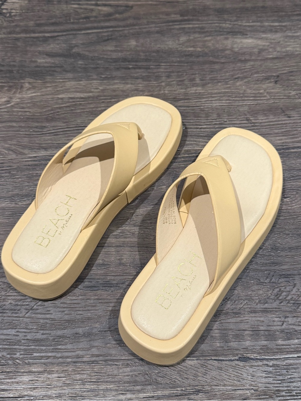 Matisse Beach Platform Flip Flop Sandals in Pale Yellow